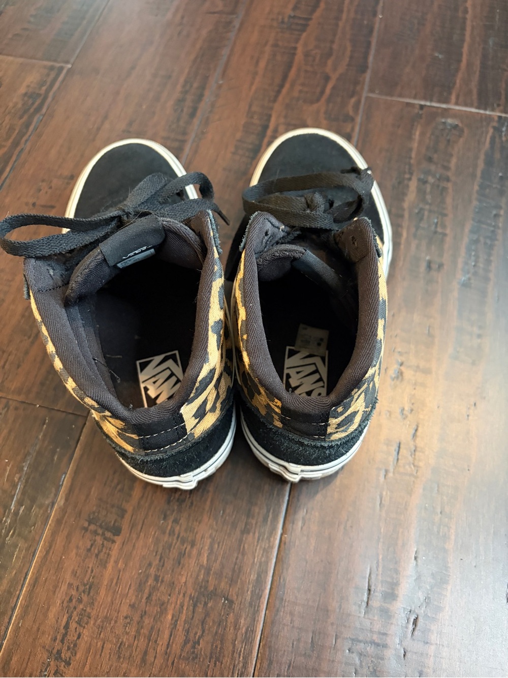 Vans High-Top Sk-8 Sneakers with Leopard Print and Black Suede Casual Skate 90’s - Picture 8 of 11
